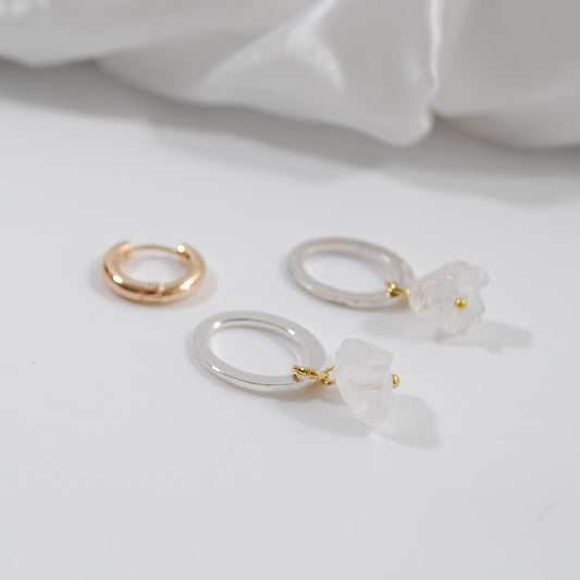 Påhäng - Örhänge Bergkristall Cirkel - Design by Brandeby