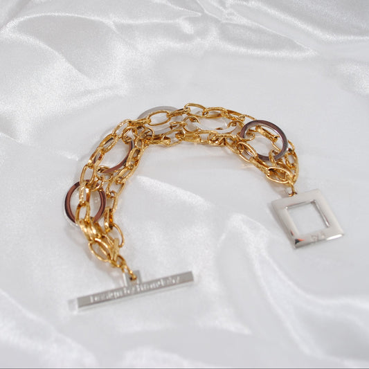 Gold Circle Armband - Tre Rader Cirklar med Sterling Silver och 24k Guld - Design by Brandeby