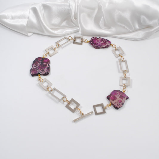 kort halsband med lila ädelstenar imperial jasper silverhalsband design by brandeby