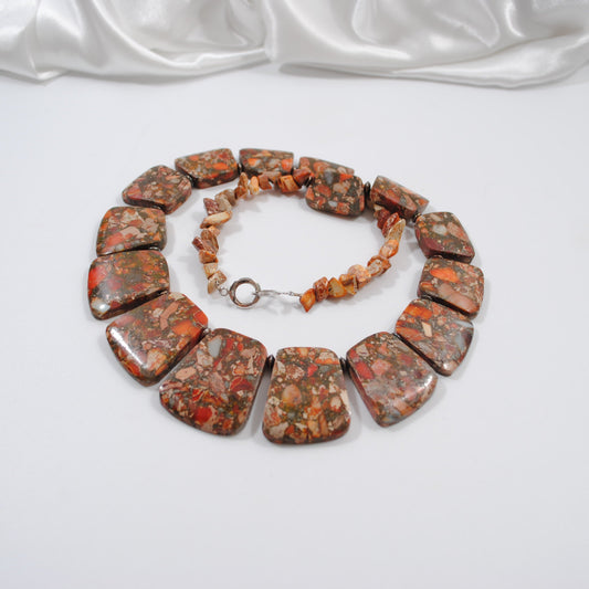 kort halsband sterling silver orange imperial jasper design by brandeby