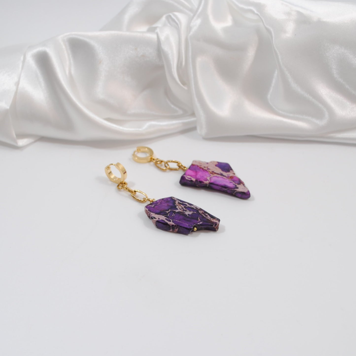 örhängen lila imperial jasper sten äkta desing by brandeby