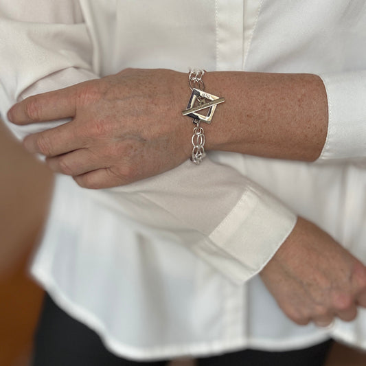 Armband Sterling Silver Pläterat - Dubbla Paperclip Kedjor - 19cm - Silver - design by brandeby