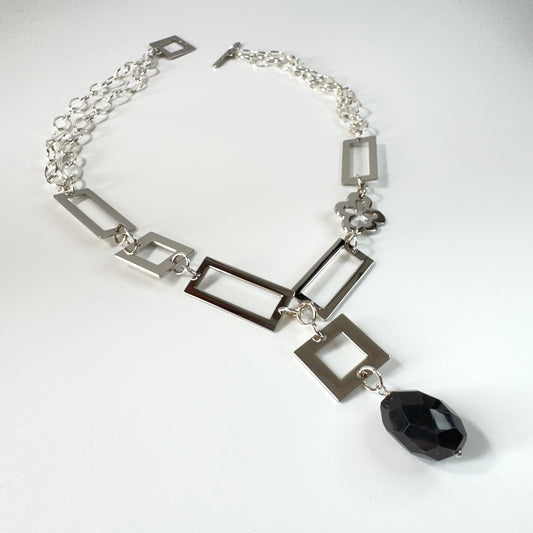 Onyx Dream Halsband – Silver & Guld