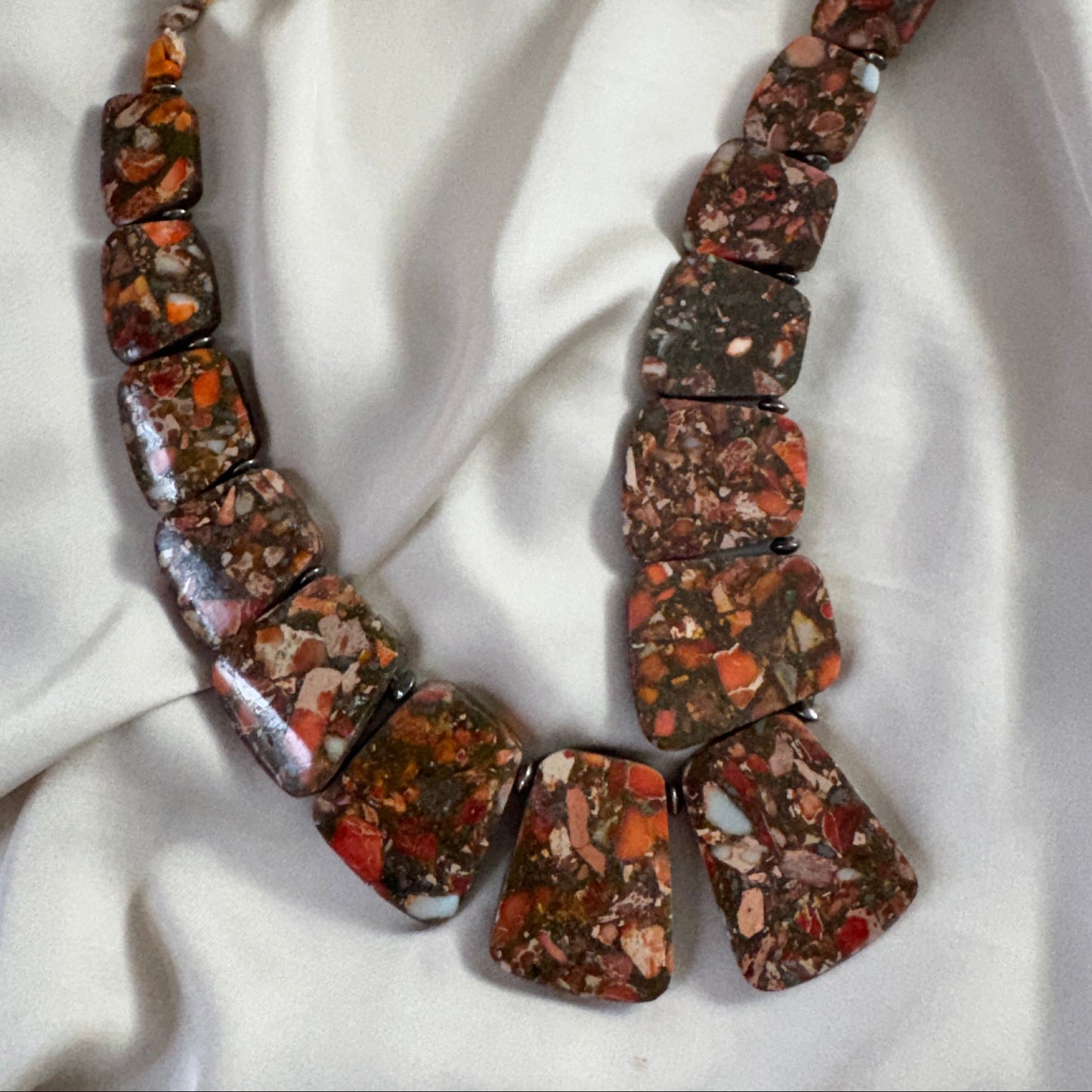 Halsband Orange Jaspis Sterling Silver - Exklusivt - 52cm - Orange design by brandeby