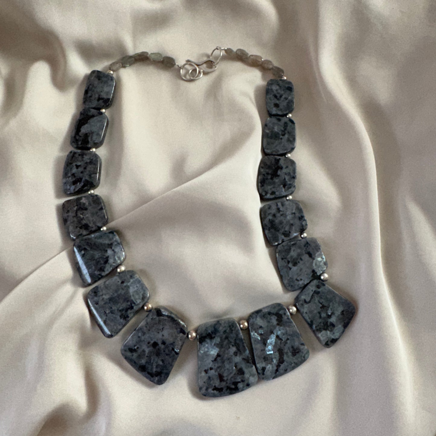 Halsband Labradorit Sterling Silver - Limited Edition - 52cm - Grå Blå