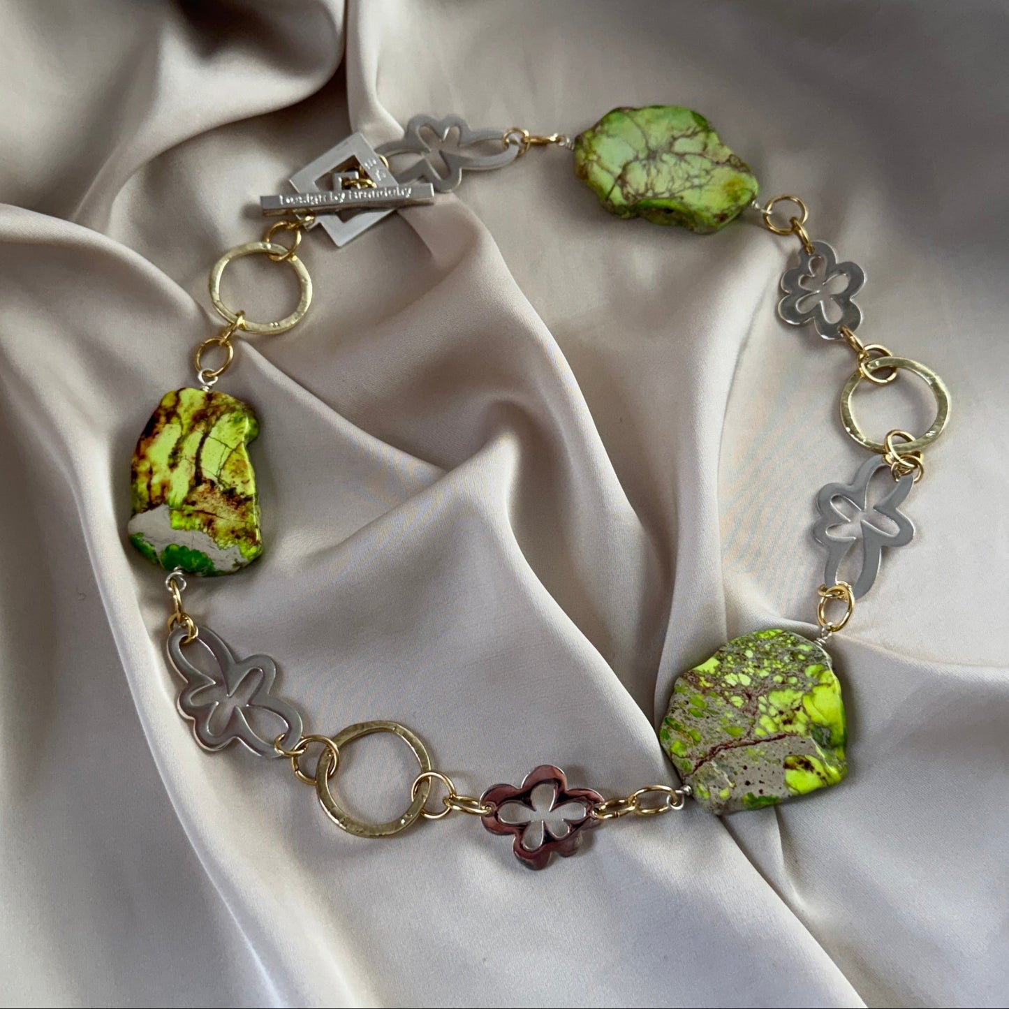 Jade Whisper Halsband - Grön Jasper Silver Guld