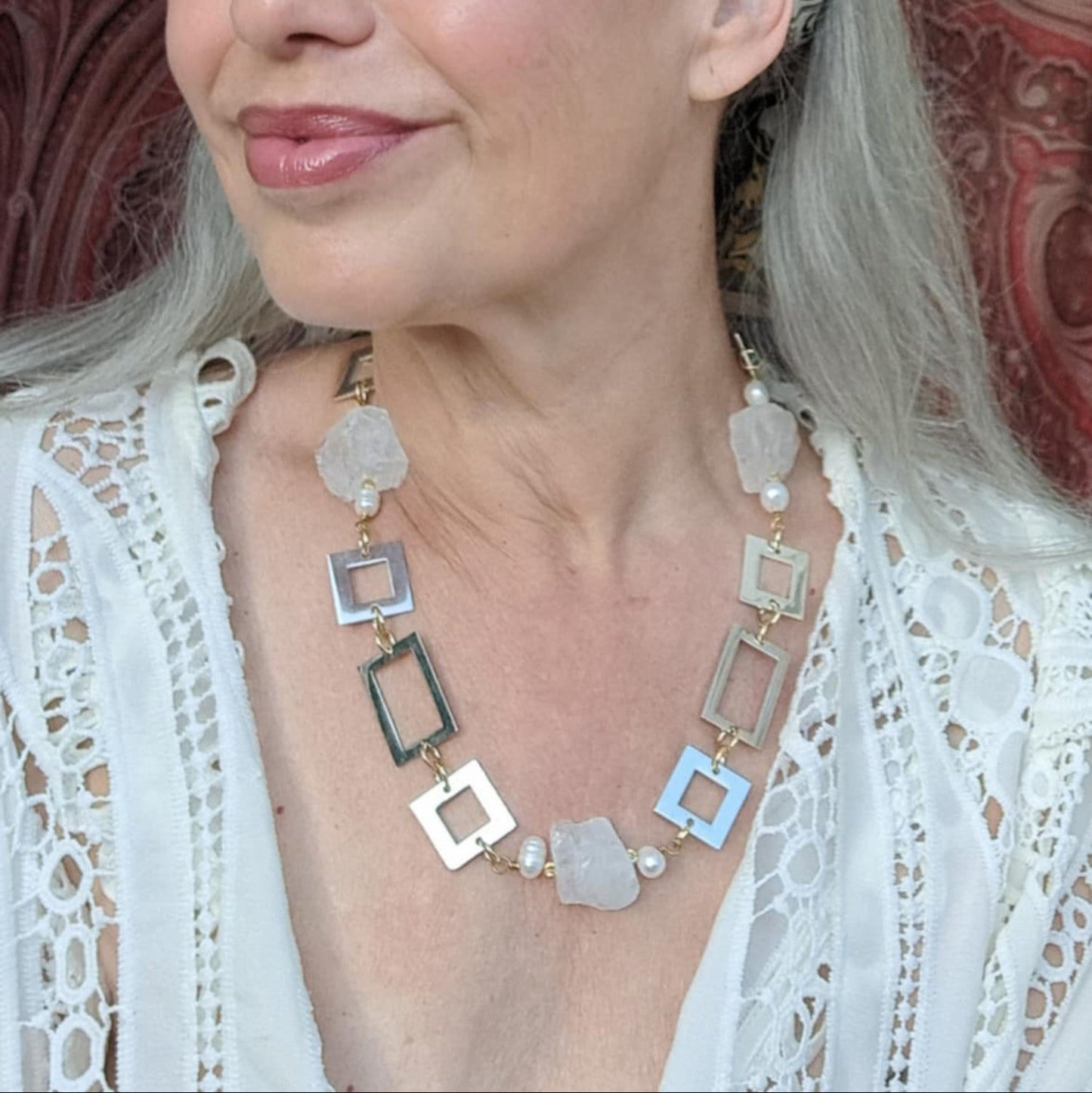 extreme luxery halsband rå bergkristall halsband lyx kvinna
