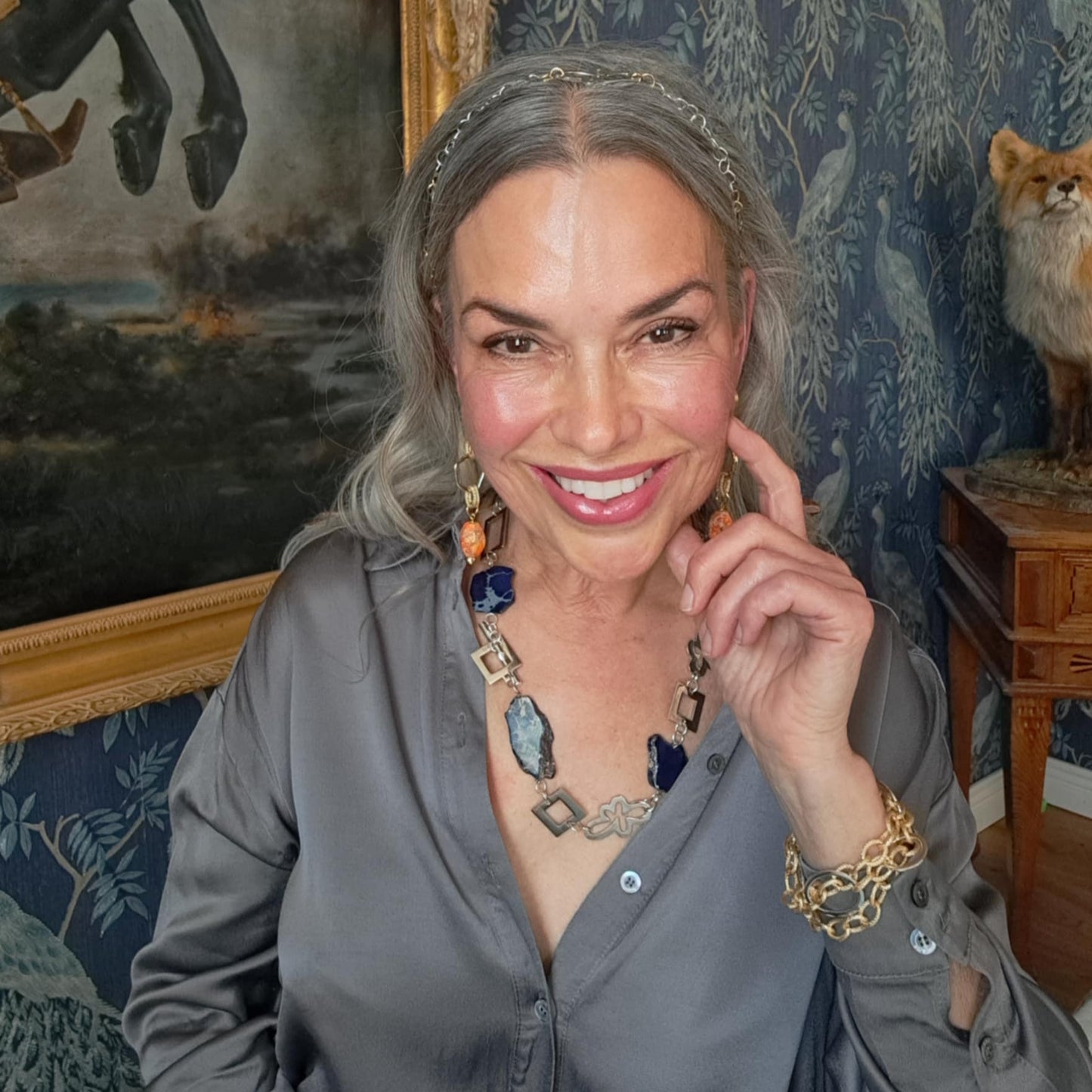 royal blue halsband äkta ädelsten blått smycke lyx handgjort unikt design by brandeby