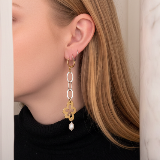 Gold Flower Örhängen – Handgjorda Guldörhängen i Svensk Design | Design by Brandeby