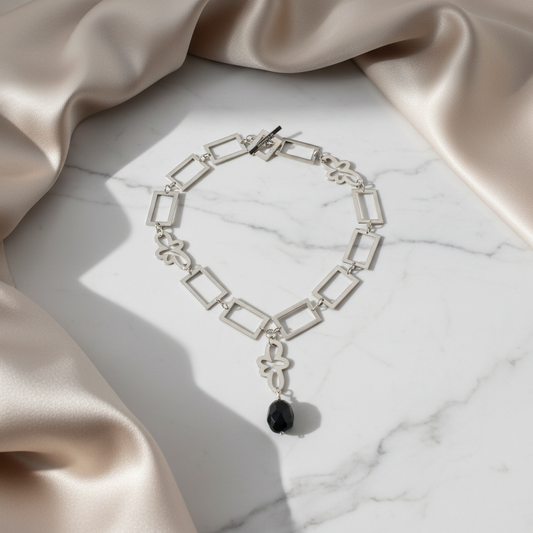 Luxury Marble Bracelet with Beige Silk - Circular