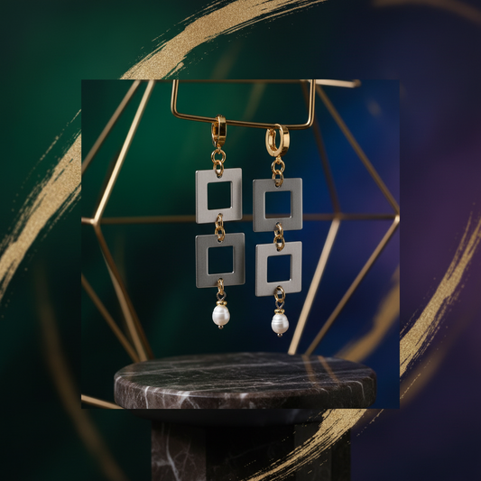 Silver Squere Örhängen