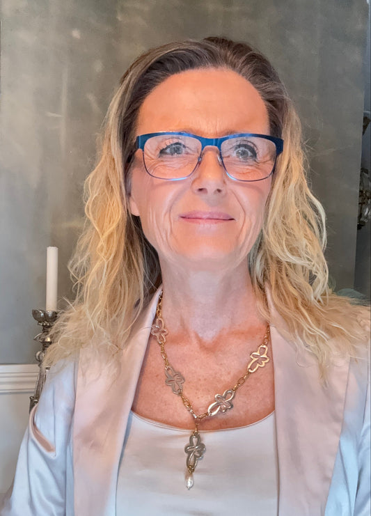 Flower Gold silver Halsband - Flexibelt Halsband med Blommor och 18k Guld - Design by Brandeby