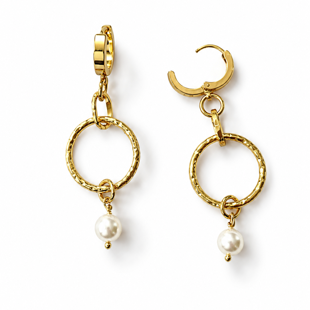 Pearl Circle Örhängen Guld | Design by Brandeby