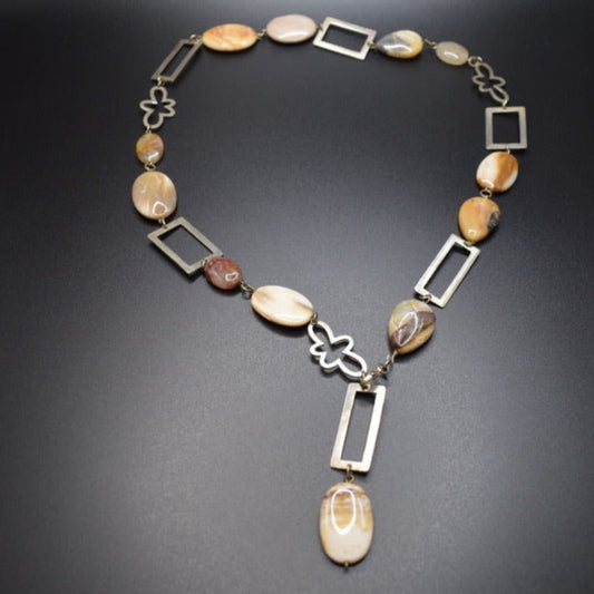 Necklace Autumn sterling silver with jasper stones and sterling silver parts