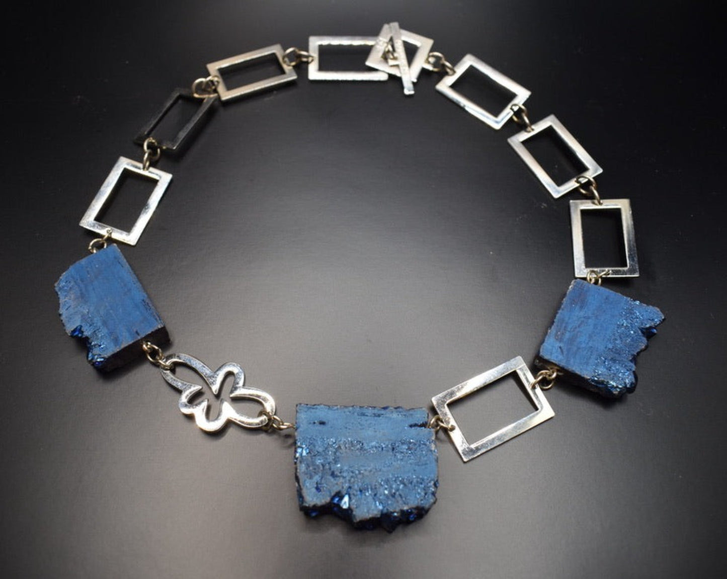Raw blue necklace