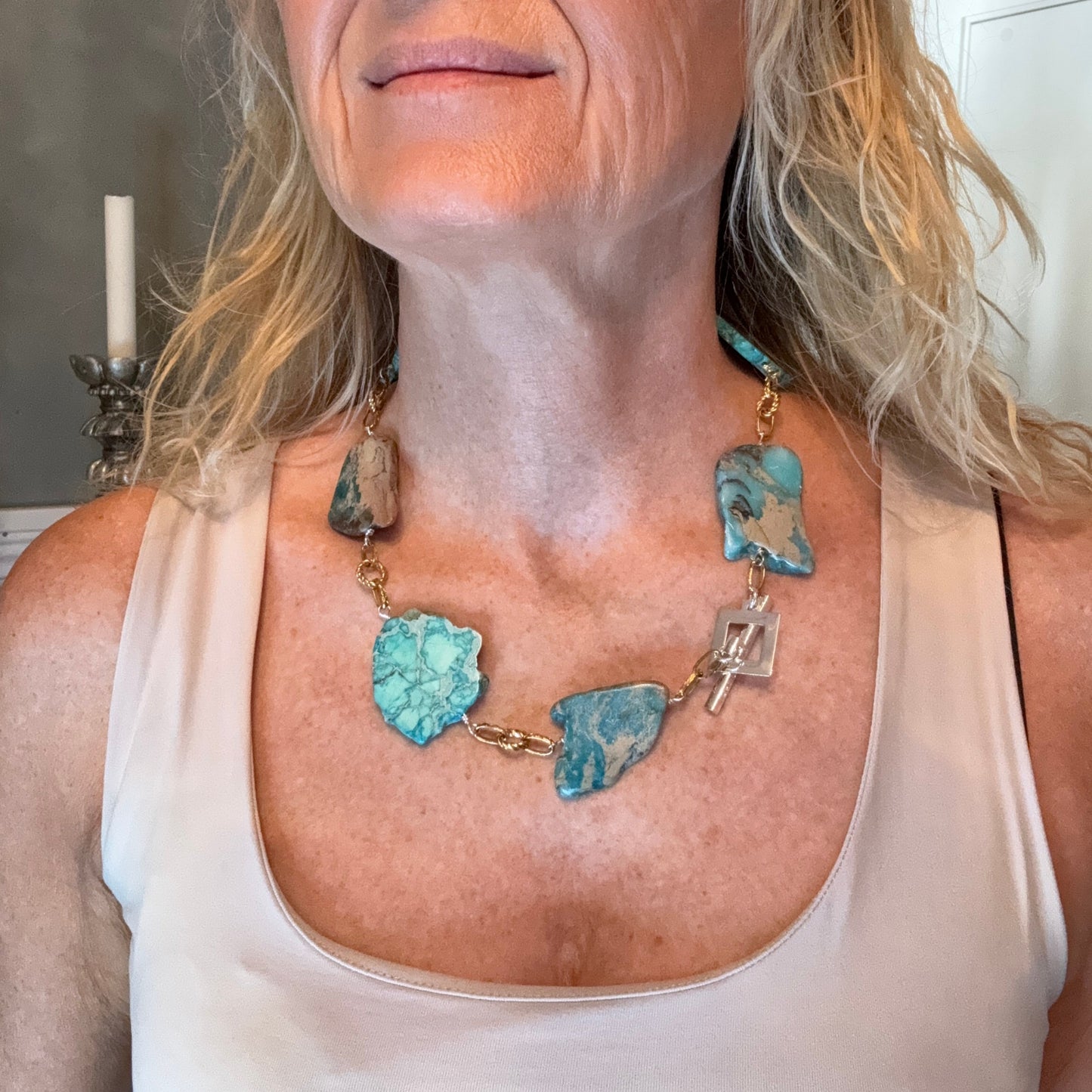 The Royal Ocean Halsband - Turkos Imperial Jasper | Design by Brandeby handgjort i sverige