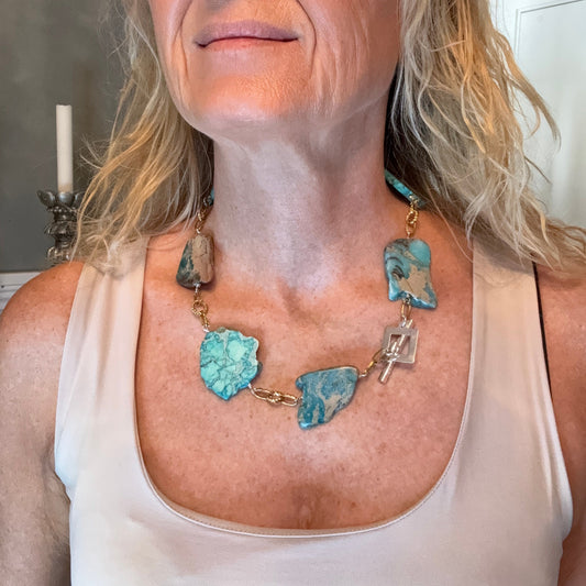 The Royal Ocean Halsband - Turkos Imperial Jasper | Design by Brandeby handgjort i sverige