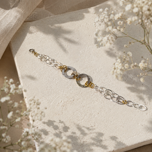 Fight Silver Armband - Silver & Guld