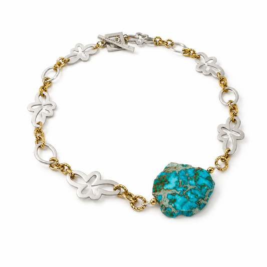 Imperial Flower Halsband – Turkos Jasper Guld Silver
