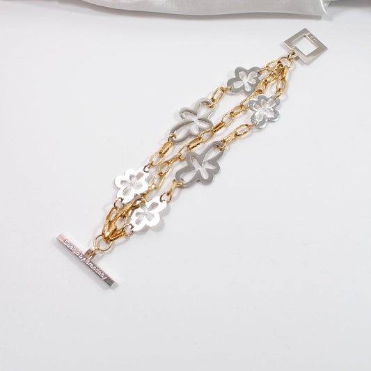 Elegant Flower Armband rostfritt stål och 18k Guldpläterad | Design by Brandeby handgjort i sverige