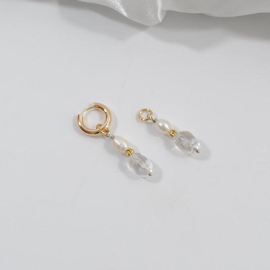 påhäng äkta bergkristall creoler ringar guld design by brandeby