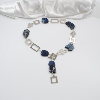 halsband äkta blåa stenar sivlerdelar desing by brandeby