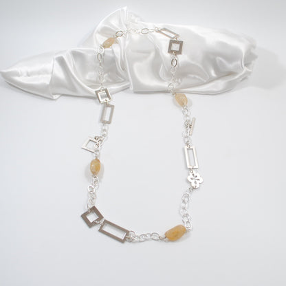 flexibelt halsband i citrine stenar äkta långt halsband design by brandeby