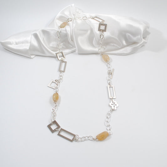 flexibelt halsband i citrine stenar äkta långt halsband design by brandeby