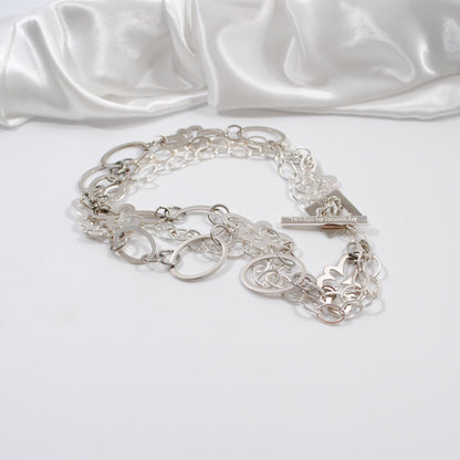 the one silver halsband flexibelt handgjort halsband i tre rader design by brandeby