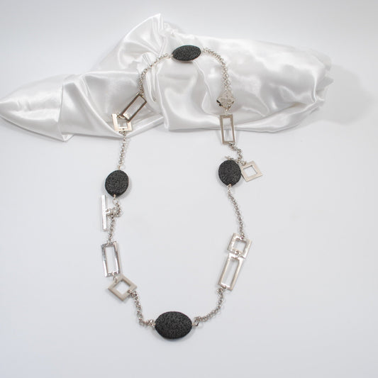 halsband i silver med lavasten design by brandeby