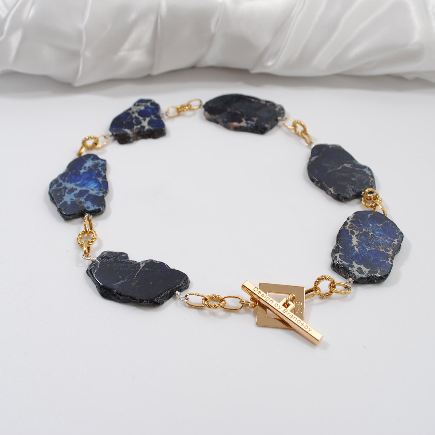 guldlås kort halsband imperial jasper sten ädelsten limited edition design by brandeby