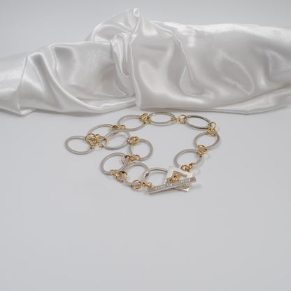 kort halsband med silver ringa och guldringar handgjort design by brandeby