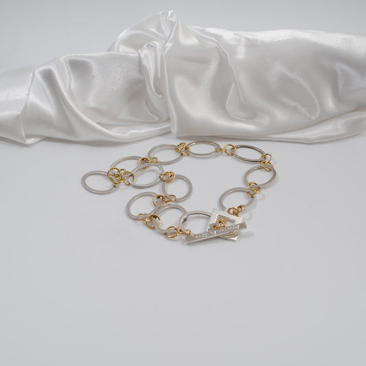 kort halsband med silver ringa och guldringar handgjort design by brandeby