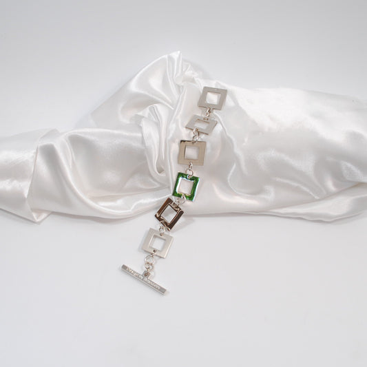 armband i silver fyrkanter unikt handgjort design by brandeby
