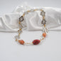imperial jasper i orange och rött blom halsband design by brandeby