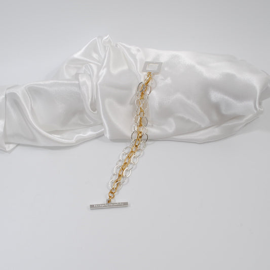 treradigt armband i guld och silver kedja design by brandeby