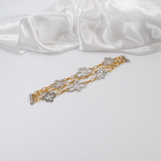 guld silver blommor kedja exklusivt design by brandeby