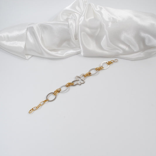 armband i guld silver blomma i silver design by brandeby