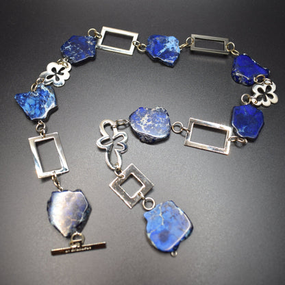 Necklace in blue imperial jasper stone