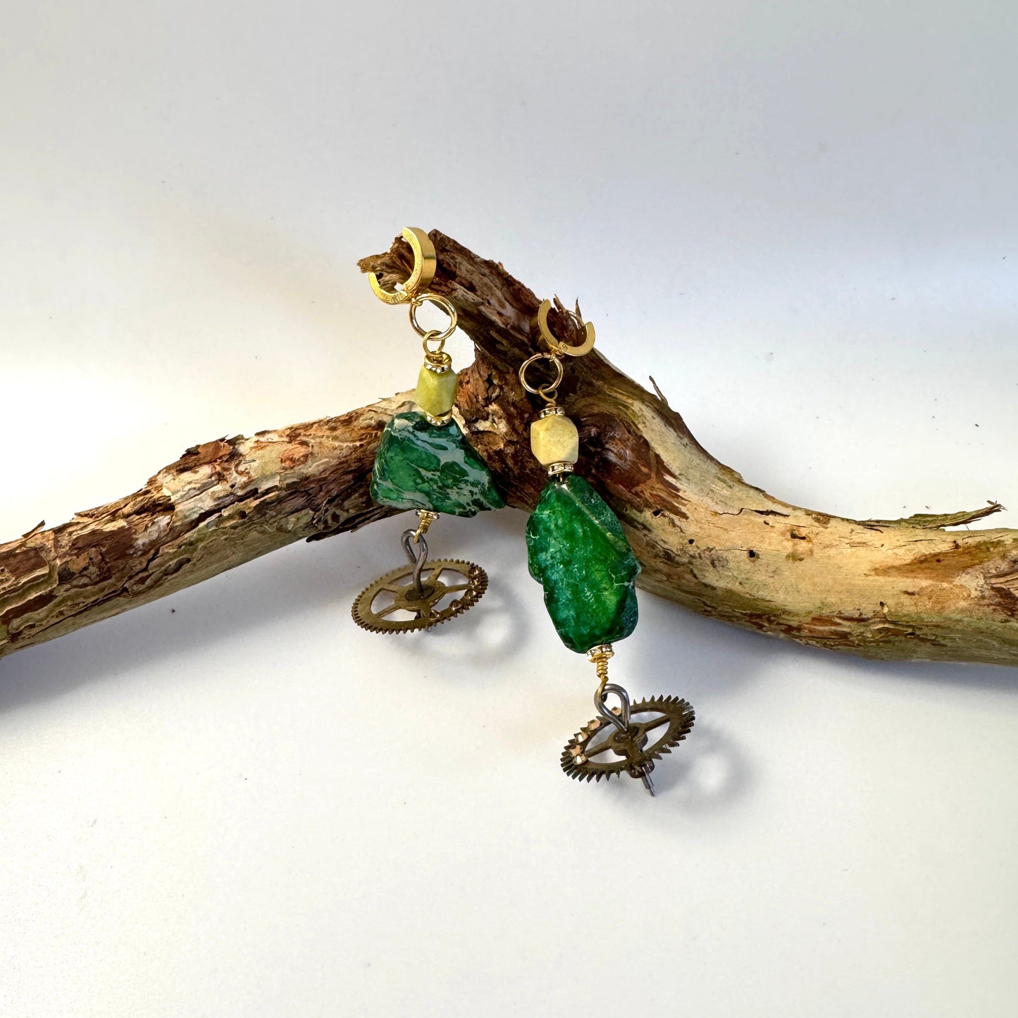 Green Clock Earring