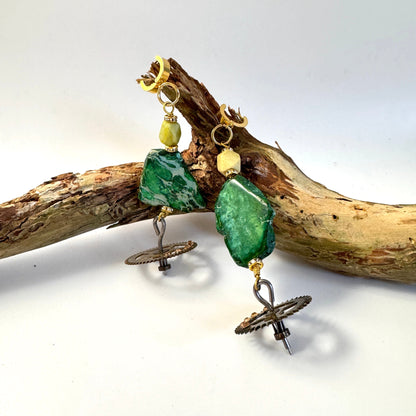 Green Clock Earring