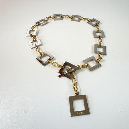 Infinity Square Halsband – Silver & Guld