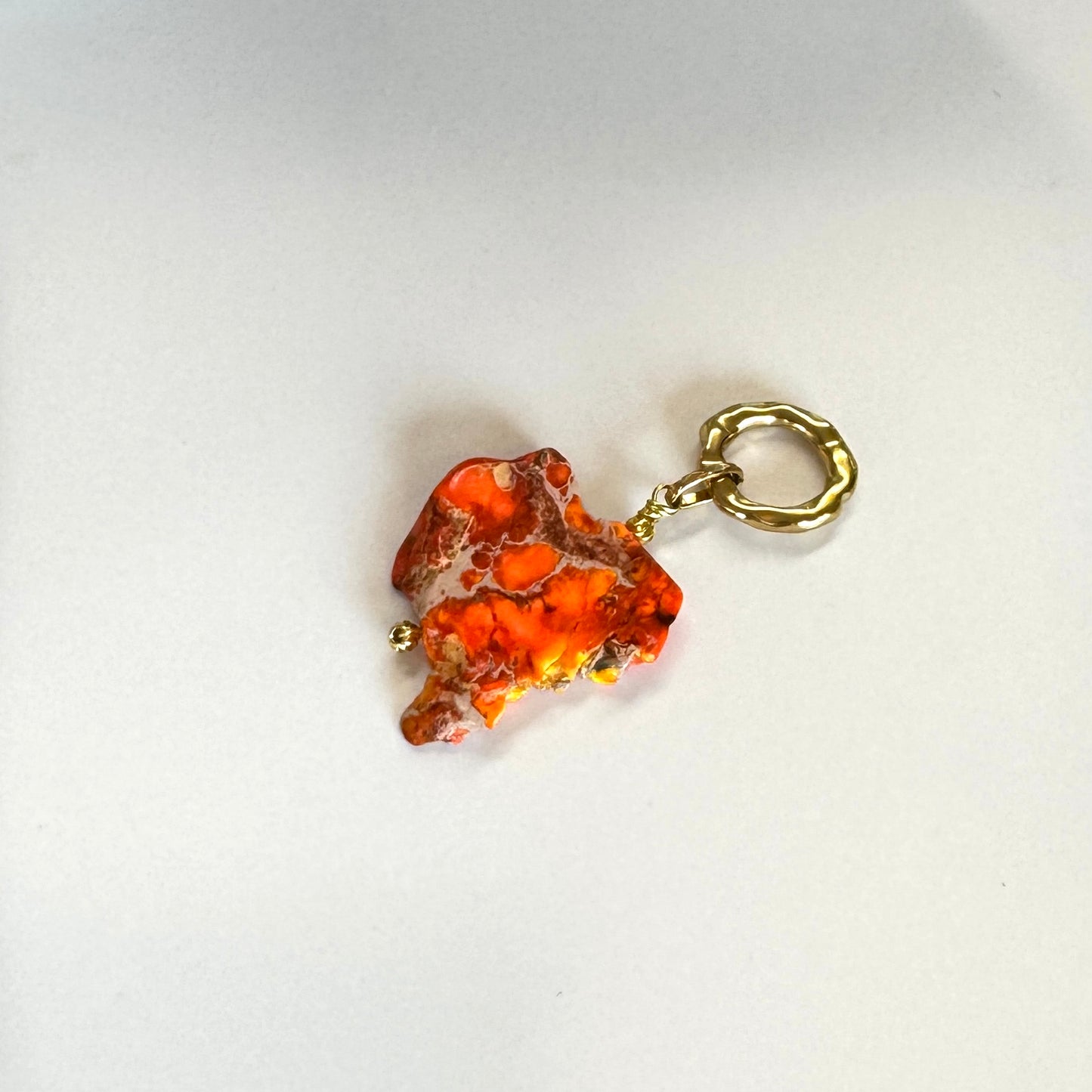 Orange Imperial Hänge - Äkta Jasper guld ring