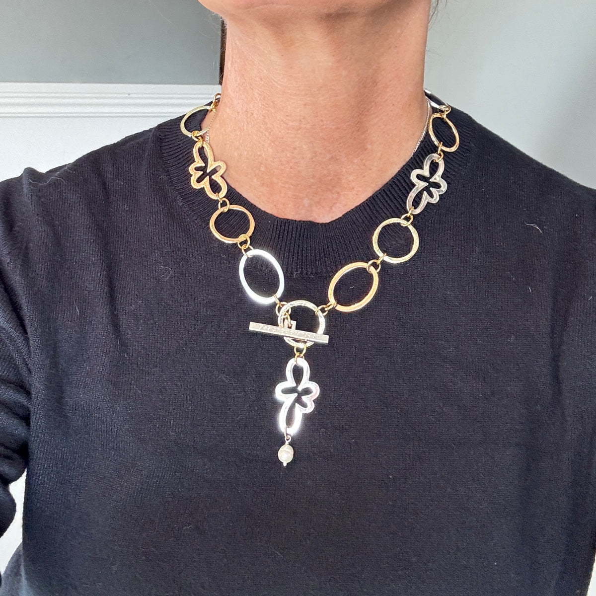 Flower Gold Halsband - äkta sötvattenspärla