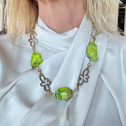 Royal Imperial Halsband - Grön Jasper & Silver