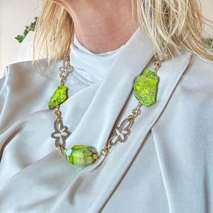Royal Imperial Halsband - Grön Jasper & Silver