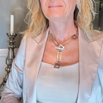 Silver Elegans Halsband - Fyrkanter och Rektanglar med Sterling Silver - Design by Brandeby handgjort i sverige äkta 
