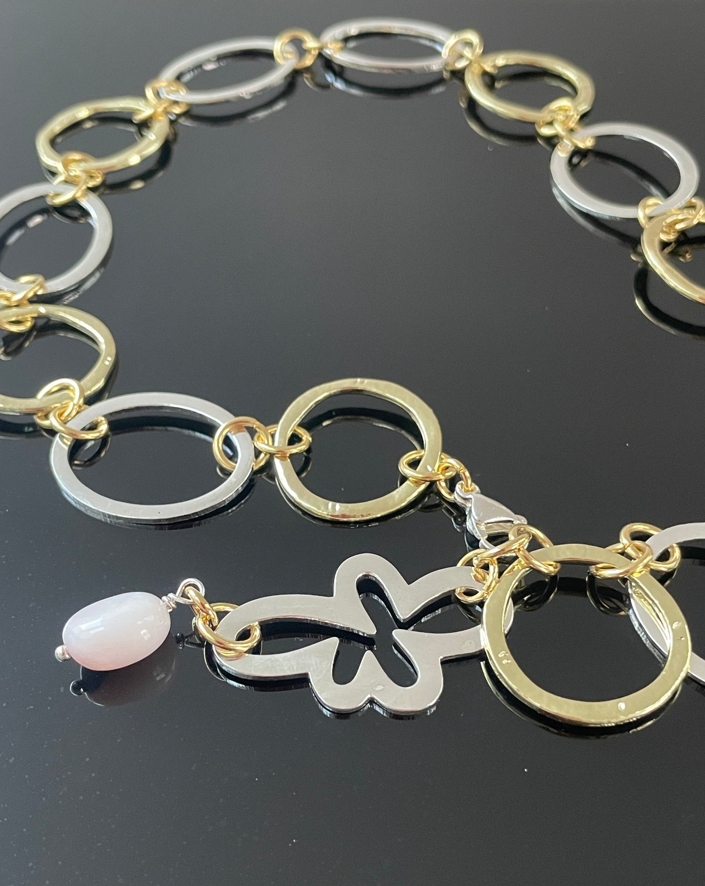 Gold Silver Opal Halsband