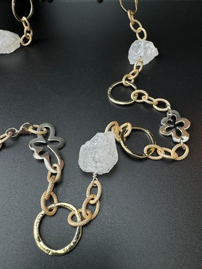 Raw Rocky Crystal Chain Halsband - Design by Brandeby