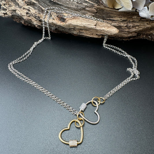 Gen Z Gold Silver Heart Halsband